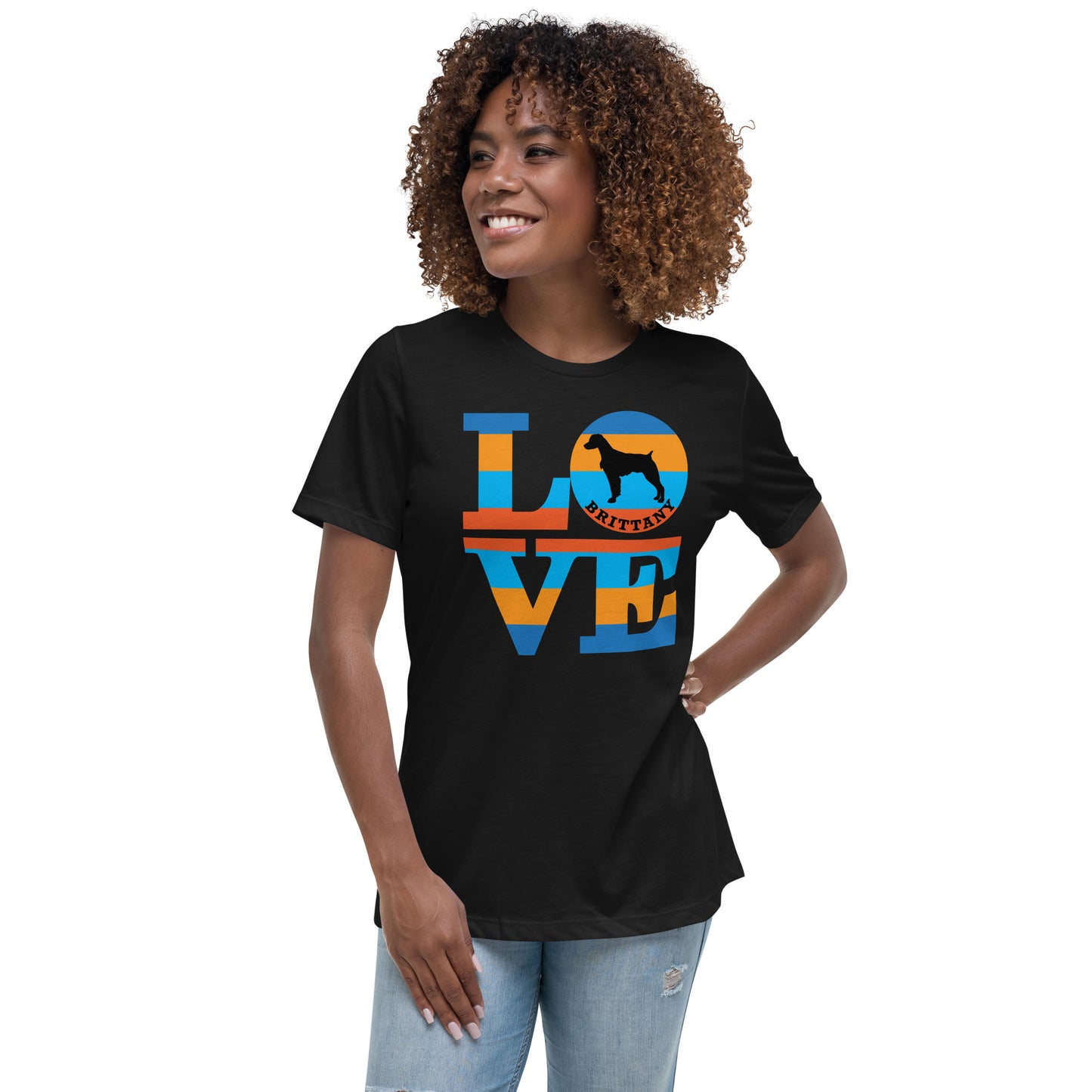 Brittany Love women’s black t-shirt by Dog Artistry.
