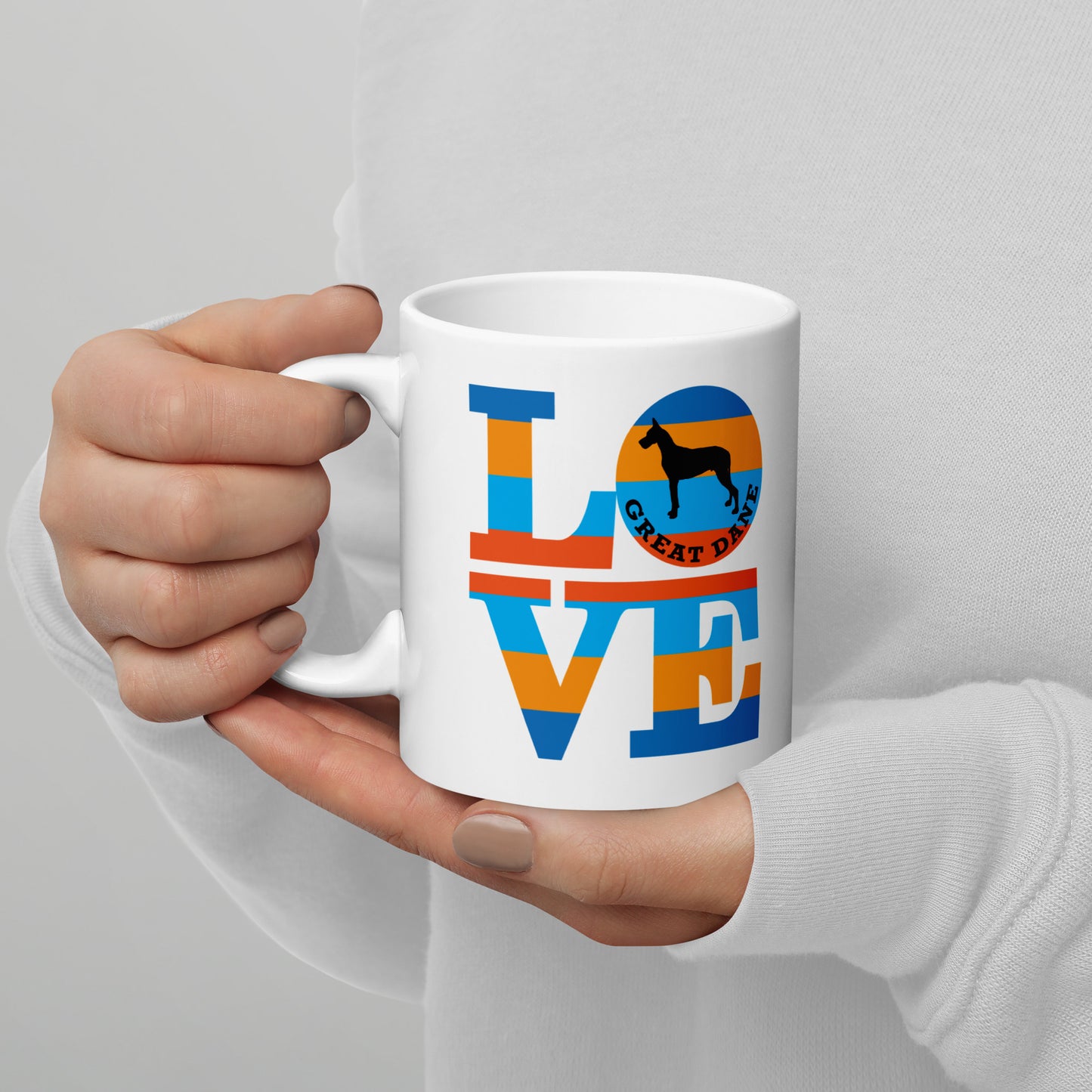Love Great Dane White glossy mug