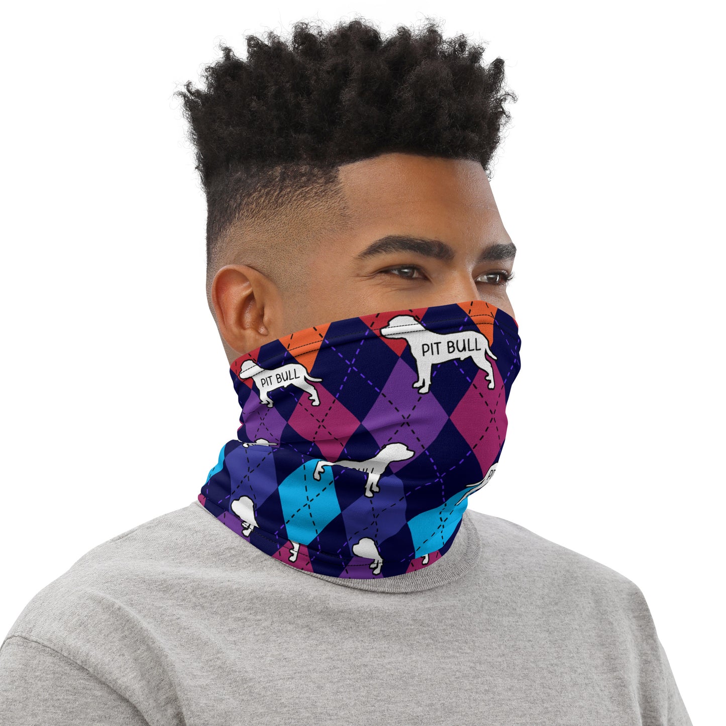 Pit Bull Colorful Argyle Neck Gaiter