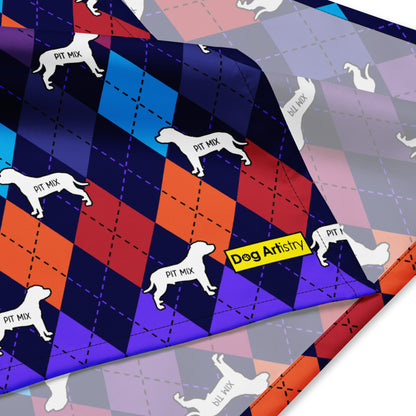 Colorful Argyle Pit Bull Mix All-over print bandana
