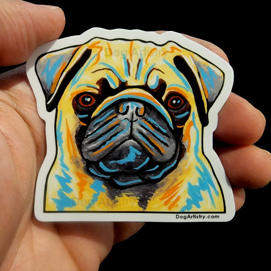 Dog Artistry Pug Die-Cut Vinyl Sticker