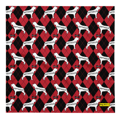 Rottweiler Argyle Red and Black All-over print bandana