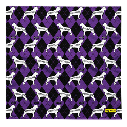 Rottweiler Argyle Purple and Black All-over print bandana