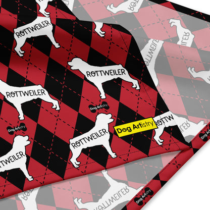 Rottweiler Argyle Red and Black All-over print bandana