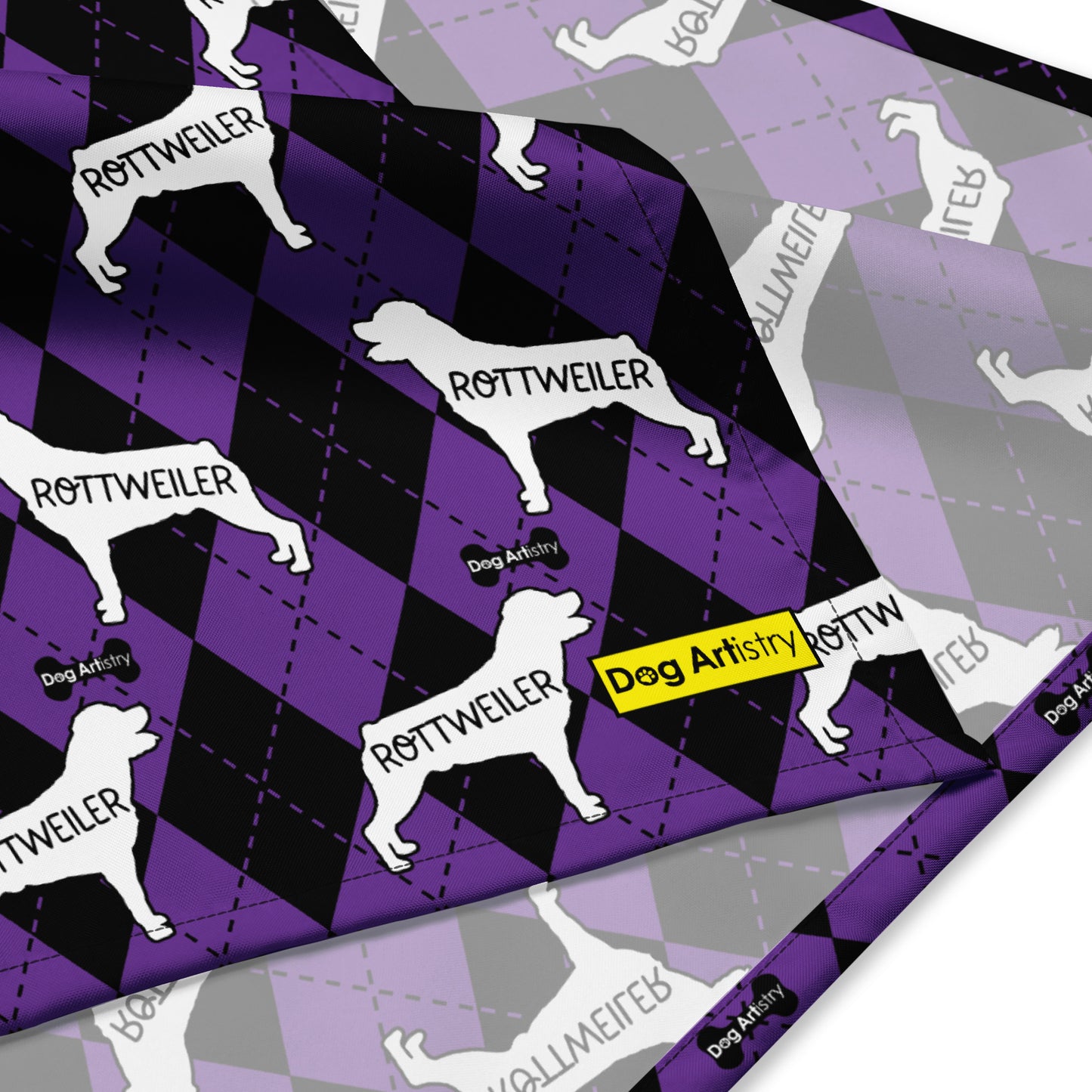 Rottweiler Argyle Purple and Black All-over print bandana