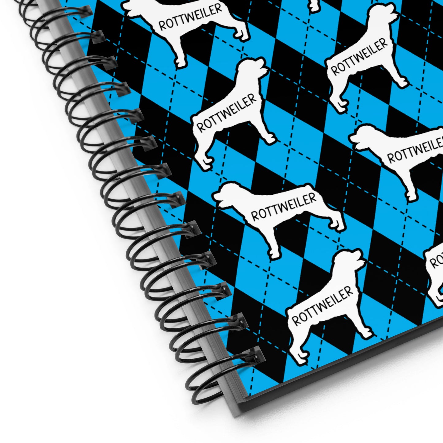 Rottweiler Argyle Blue and Black Spiral Notebooks