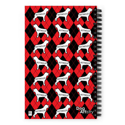 Rottweiler Argyle Red and Black Spiral Notebooks