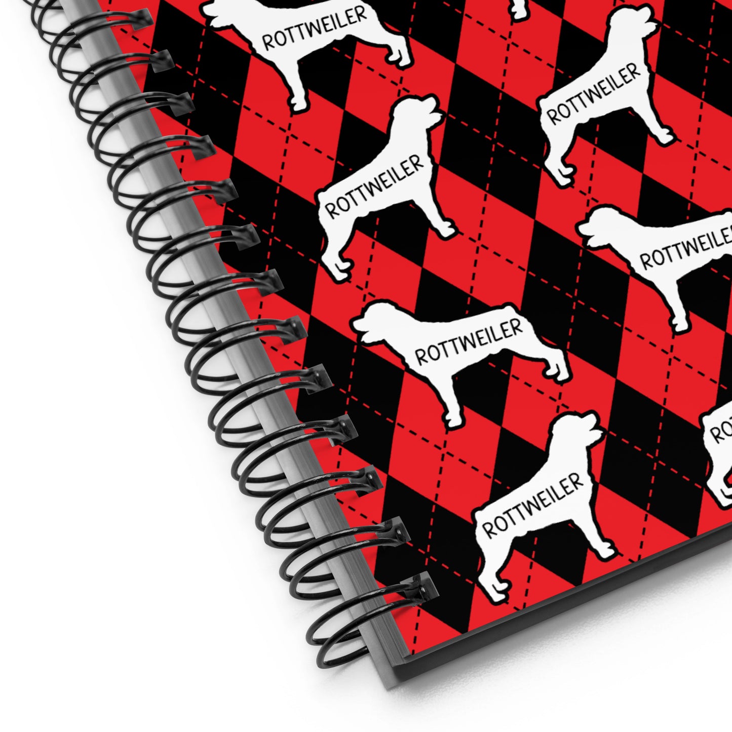 Rottweiler Argyle Red and Black Spiral Notebooks