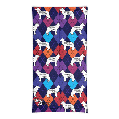 Siberian Husky Colorful Argyle Neck Gaiter