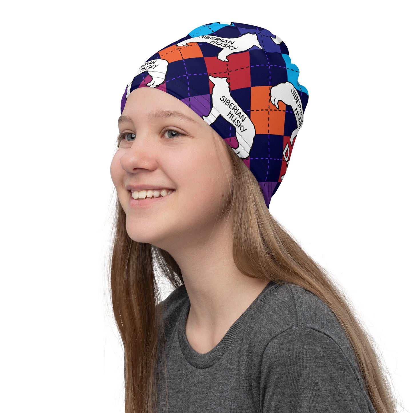 Siberian Husky Colorful Argyle Neck Gaiter