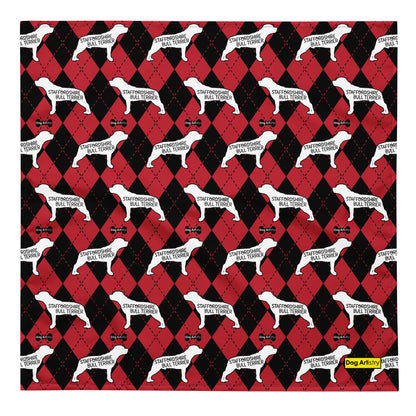 Staffordshire Bull Terrier Argyle Red and Black All-over print bandana
