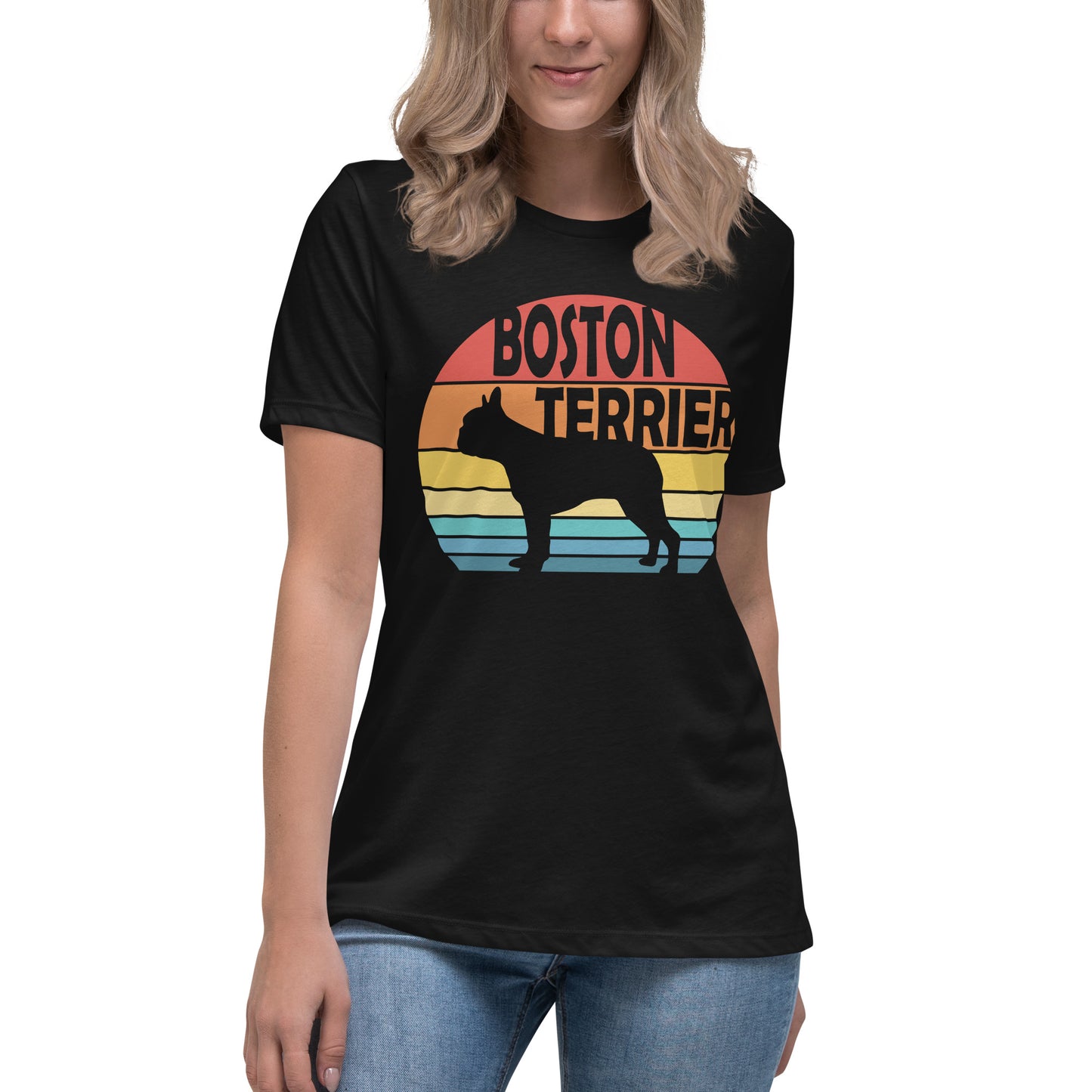 Sunset Boston Terrier Women's Relaxed T-Shirt
