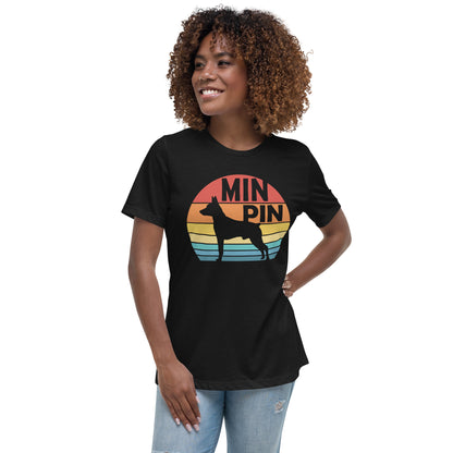 Sunset Min Pin Women's Relaxed T-Shirt