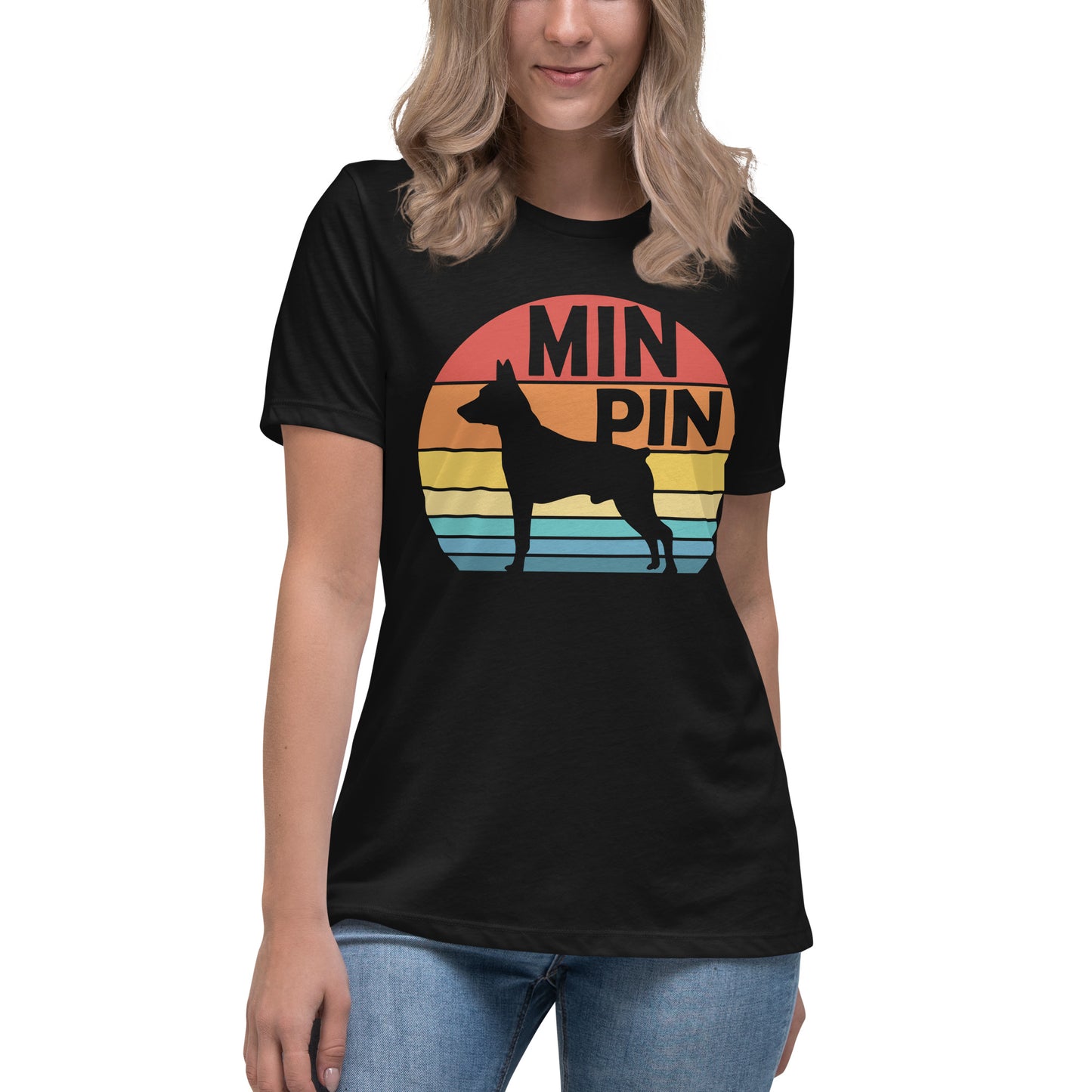 Sunset Min Pin Women's Relaxed T-Shirt