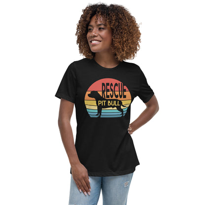 Sunset Rescue Pit Bull Women's Relaxed T-Shirt