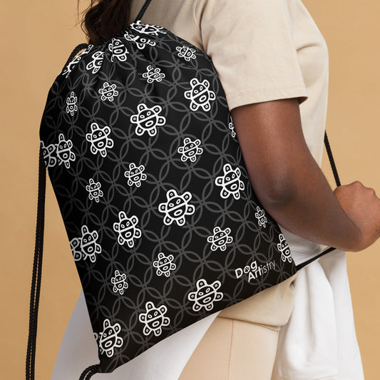 Taino Sun Black Design Drawstring bag