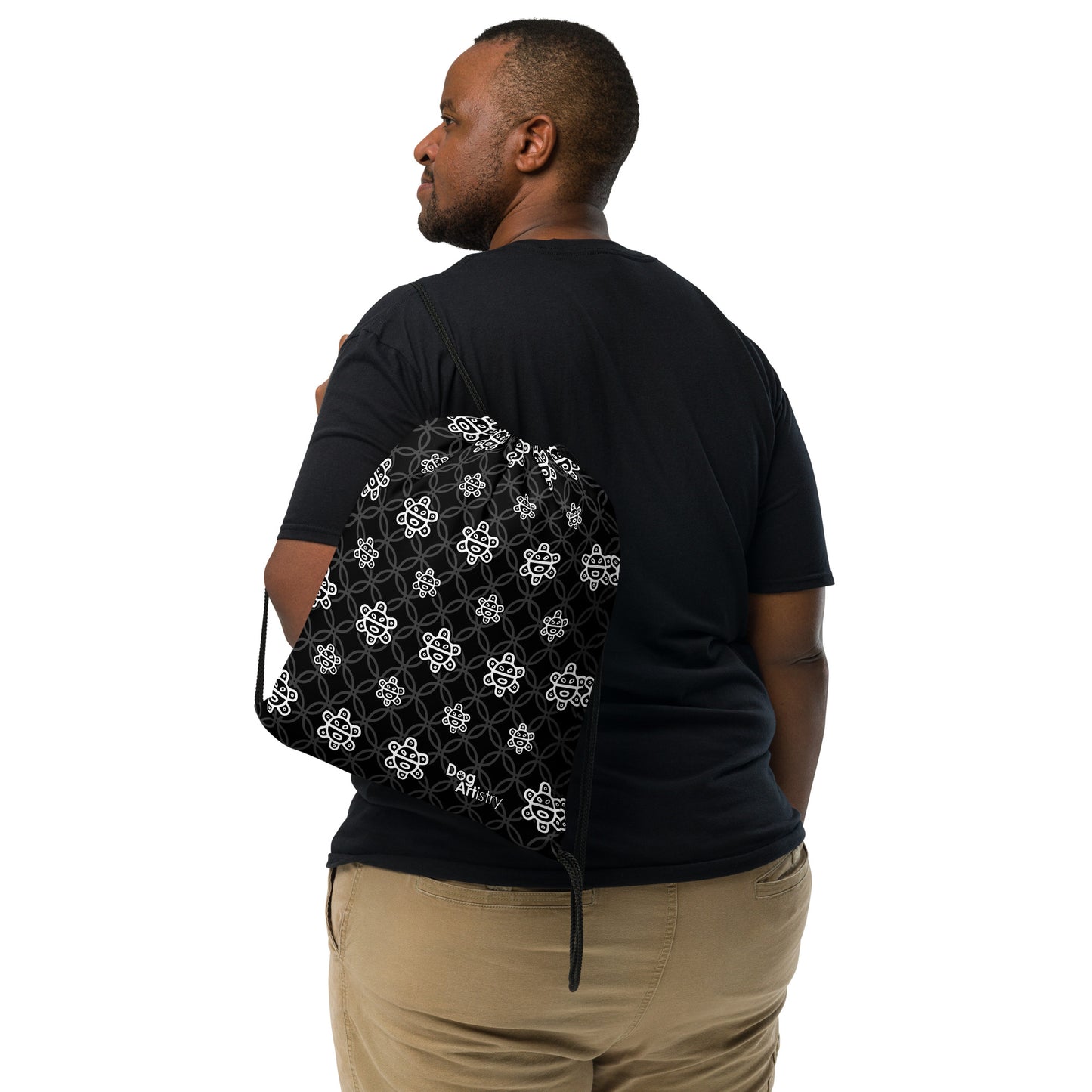 Taino Sun Black Design Drawstring bag