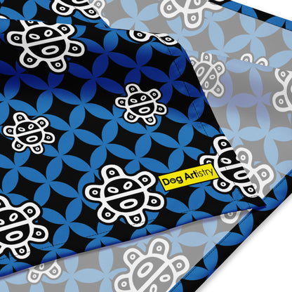 Taino Sun blue bandana designed by Dog Artistry.