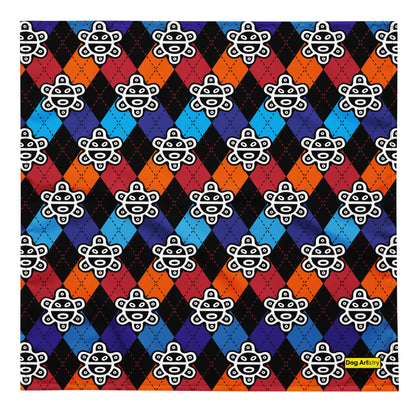 Puerto Rico Taino Sun colorful argyle bandana designed by Dog Artistry.