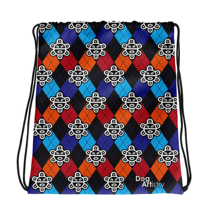 Taino Sun Colorful Argyle Drawstring bag
