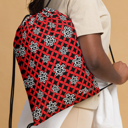 Taino Sun Red Design Drawstring bag