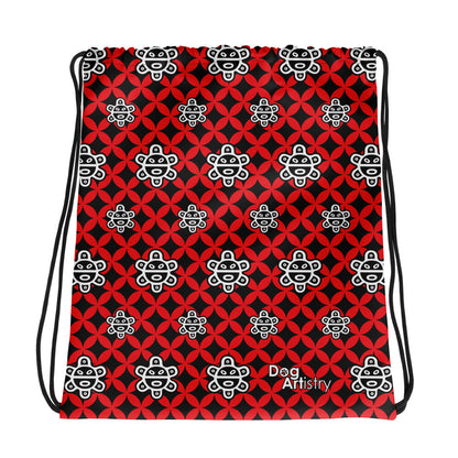 Taino Sun Red Design Drawstring bag