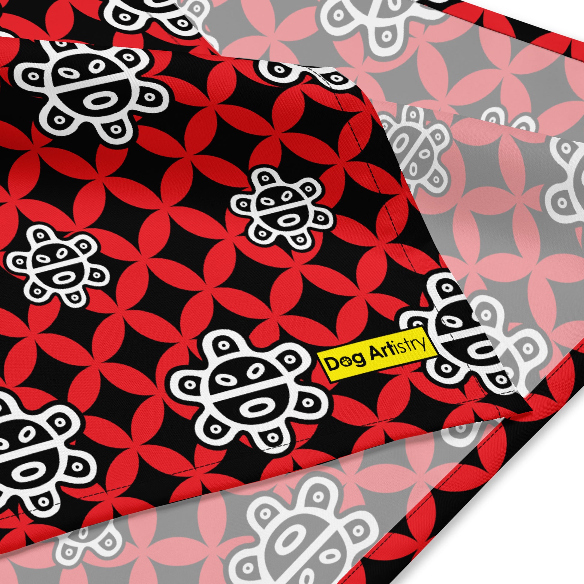 Puerto Rico Taino Sun red bandana designed by Dog Artistry.