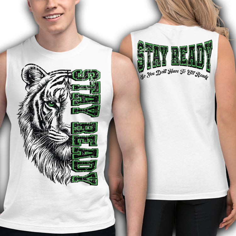 Stay Ready Tiger Grunge Style Muscle Shirt by Dog Artistry