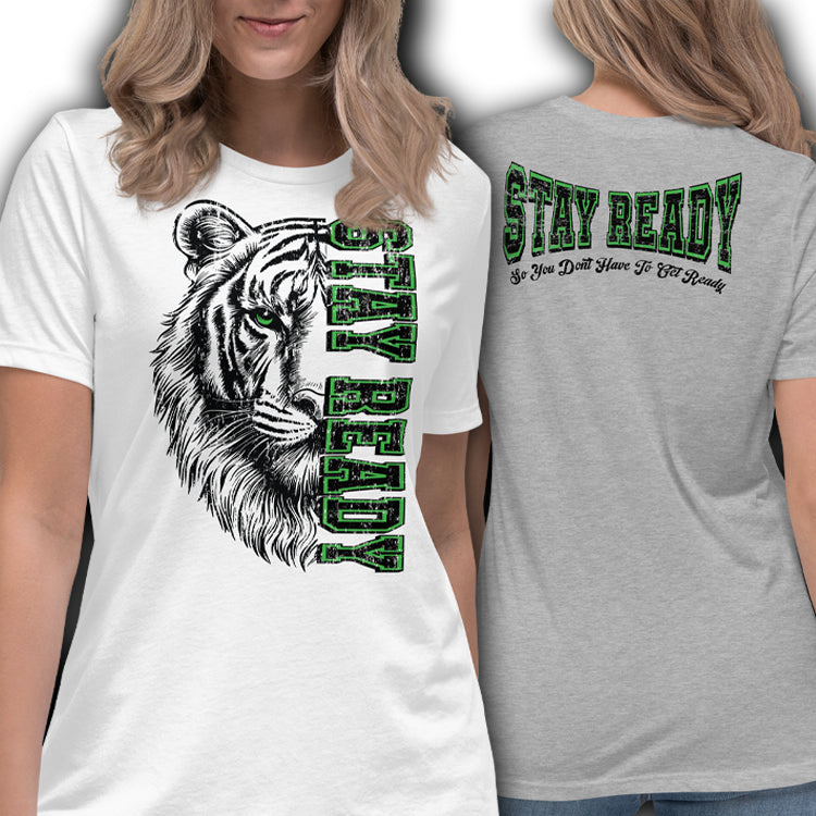 Stay Ready Tiger Grunge Women's Relaxed T-Shirt by Dog Artistry