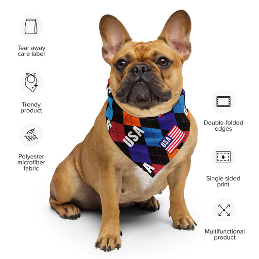 American Flag colorful argyle bandana for dog or people designed by Dog Artistry.