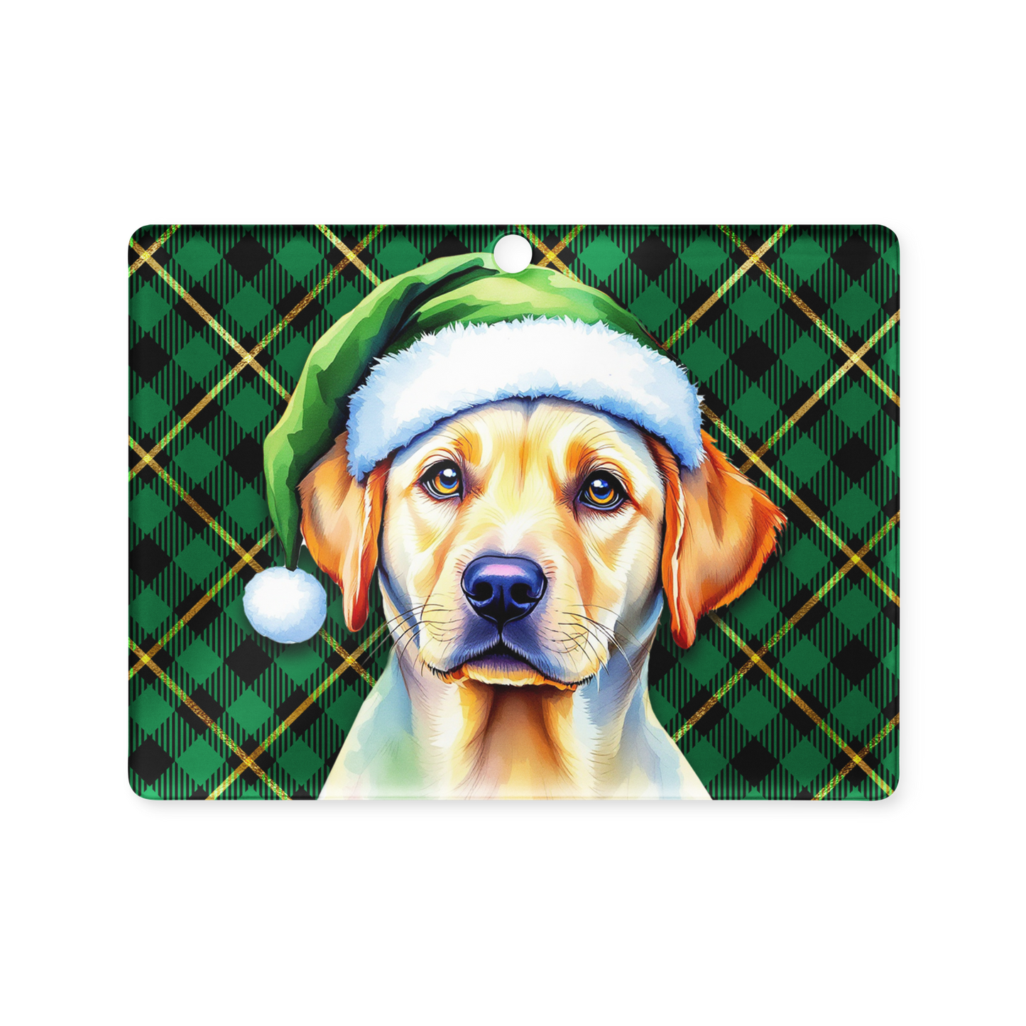 Labrador Retriever Wearing Green Santa Hats Acrylic Ornament