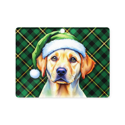 Labrador Retriever Wearing Green Santa Hats Acrylic Ornament