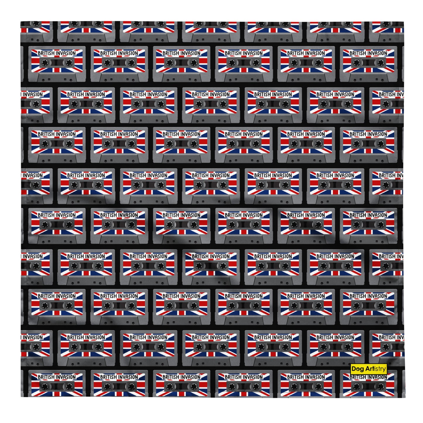 British Invasion (Black) Cassette Tapes with Union Jack Flag All-over print bandana