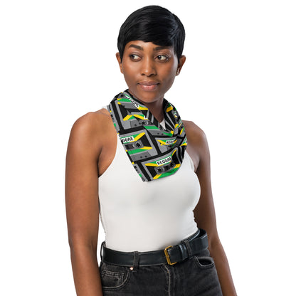 Reggae (Black) Cassette Tapes with Jamaican Flag All-over print bandana