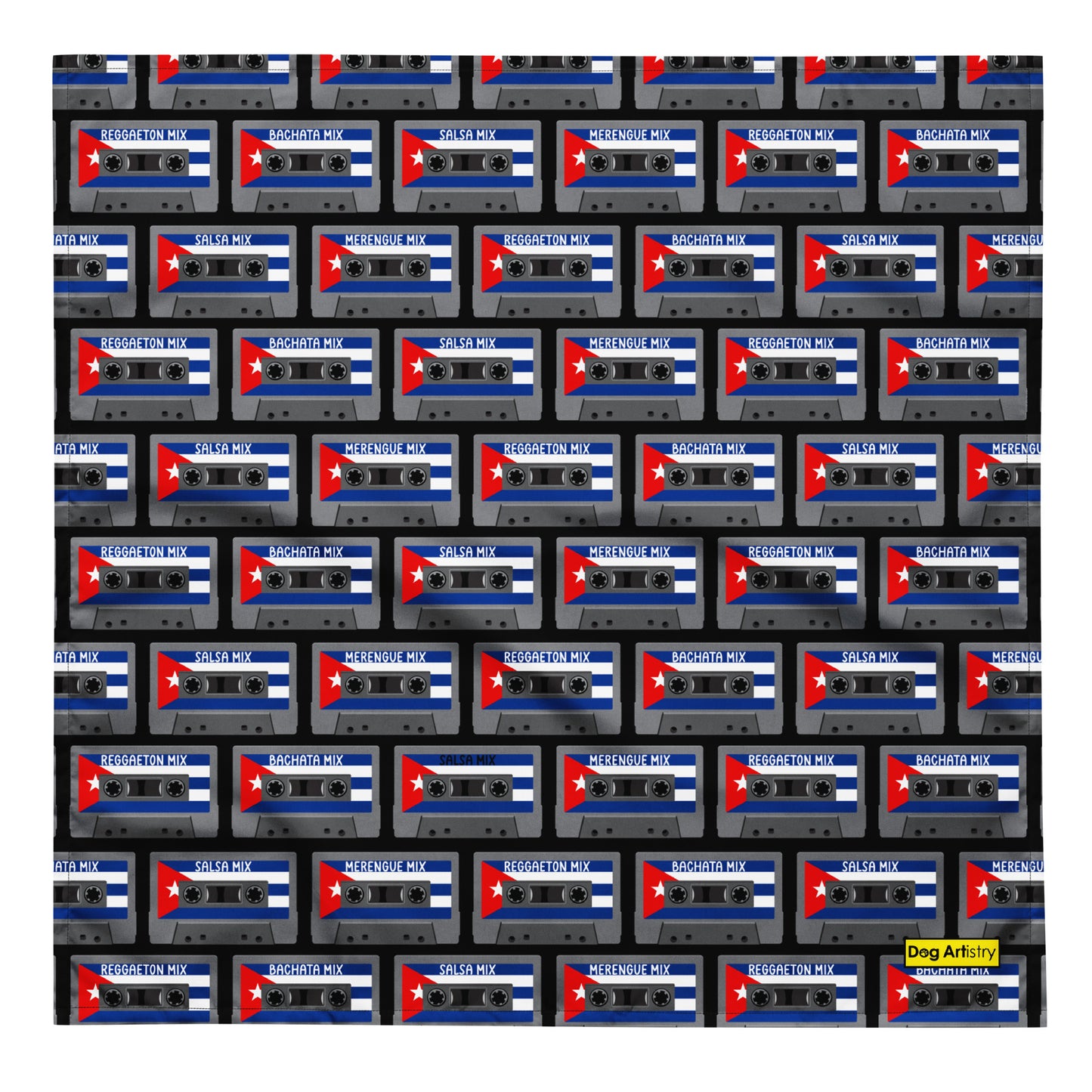 Cuban Flag (Black) Latin Music Cassette Tapes All-over print bandana