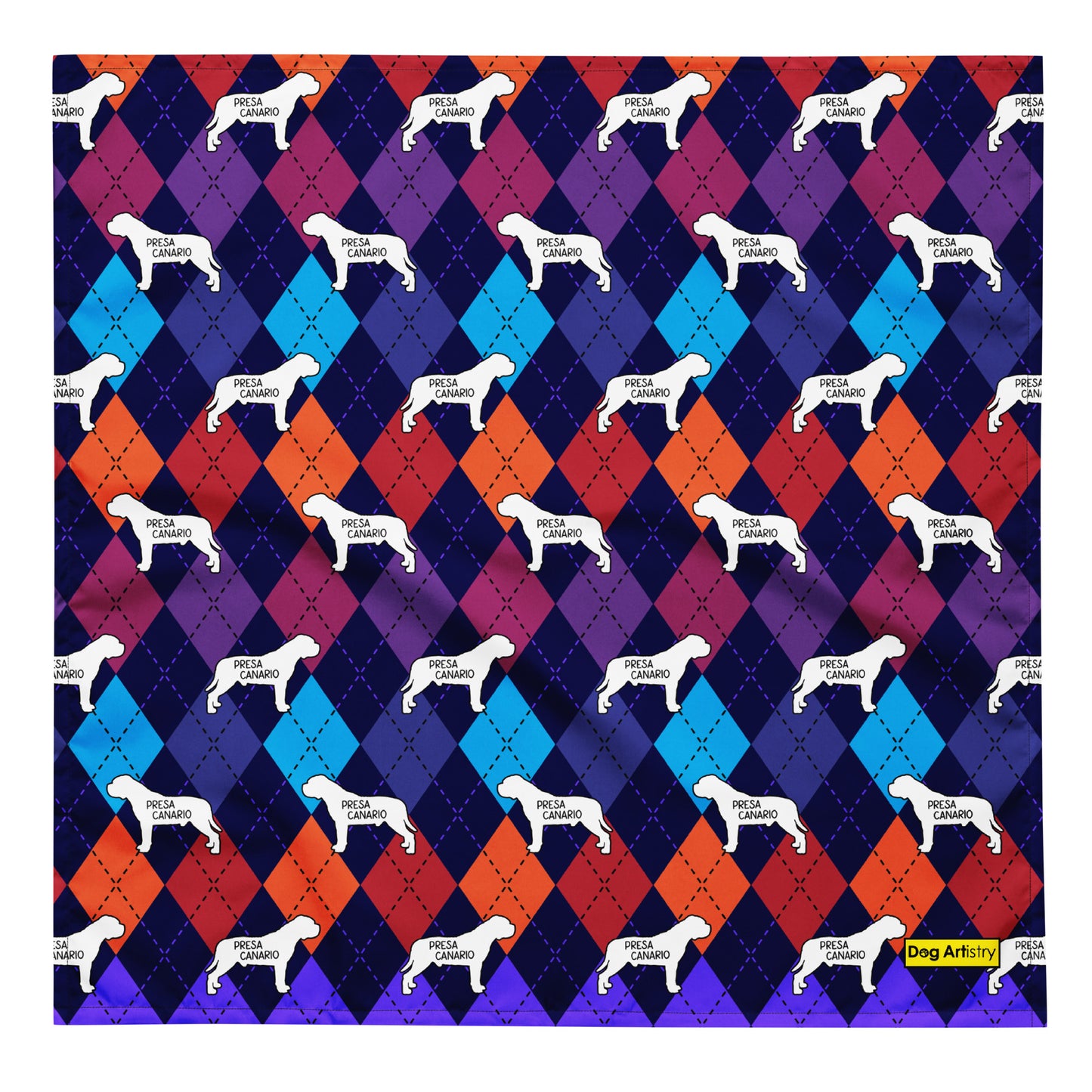 Colorful Argyle Presa Canario All-over print bandana