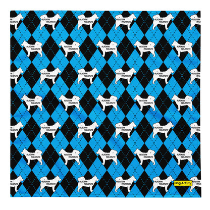 Alaskan Malamute Blue Argyle All-over print bandana by Dog Artistry