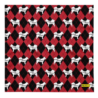 Alaskan Malamute Red Argyle All-over print bandana by Dog Artistry