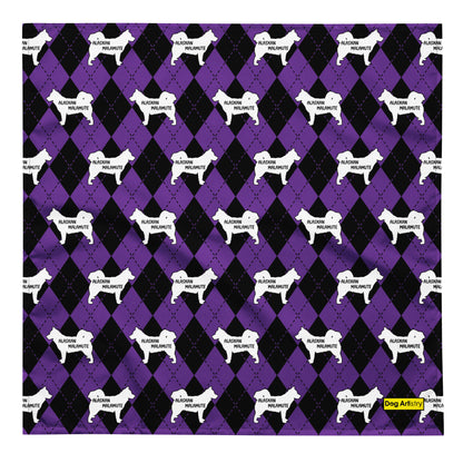 Alaskan Malamute Purple Argyle All-Over Print Bandana by Dog Artistry