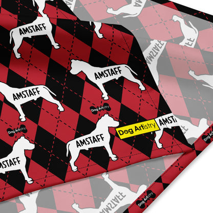 AmStaff Argyle Red and Black All-over print bandana