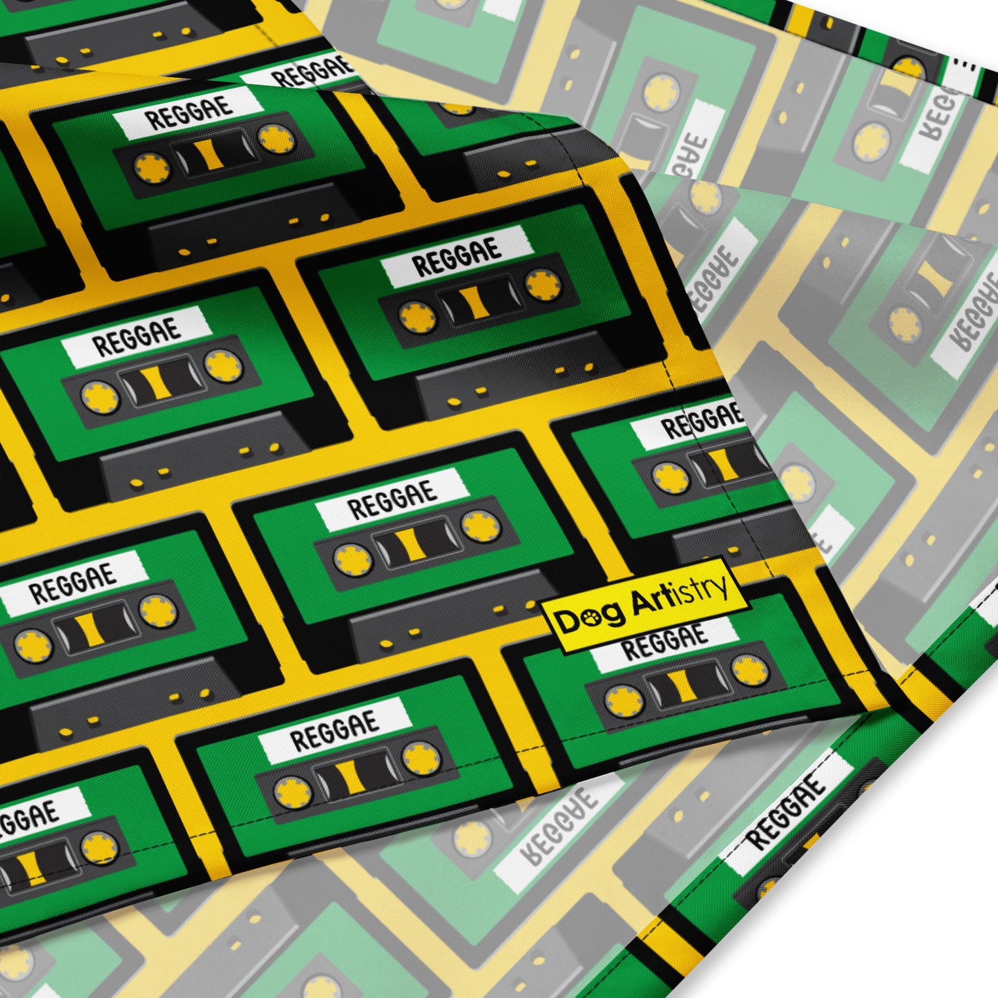 Reggae Cassette Tapes Yellow and Green All-over print bandana