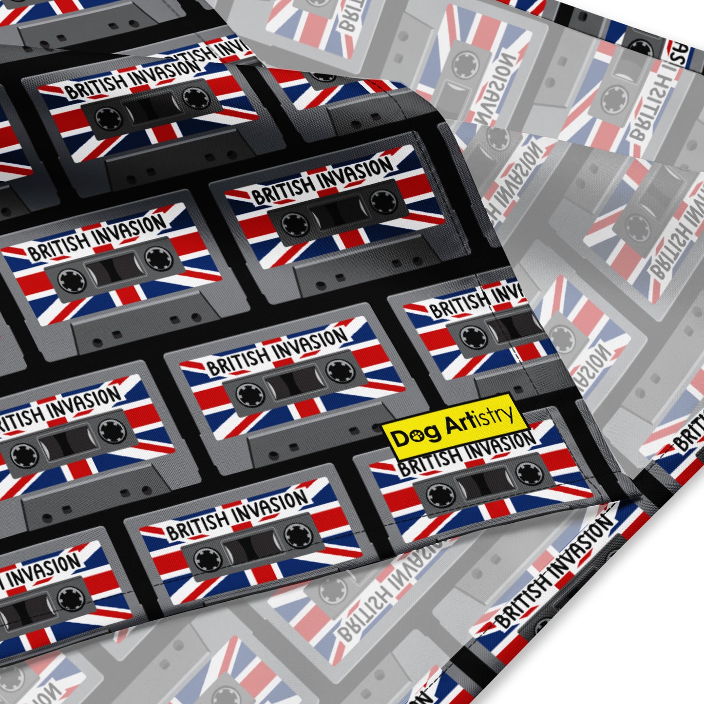 British Invasion (Black) Cassette Tapes with Union Jack Flag All-over print bandana