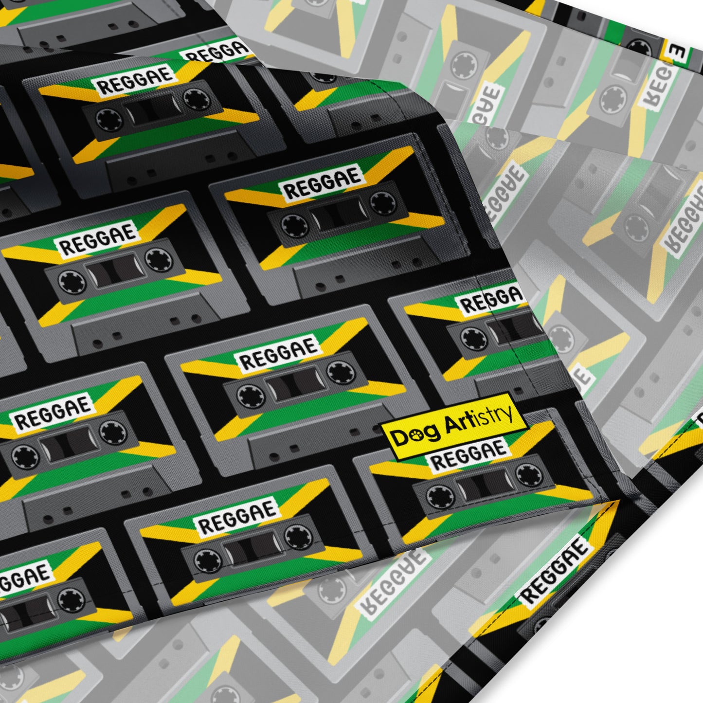 Reggae (Black) Cassette Tapes with Jamaican Flag All-over print bandana