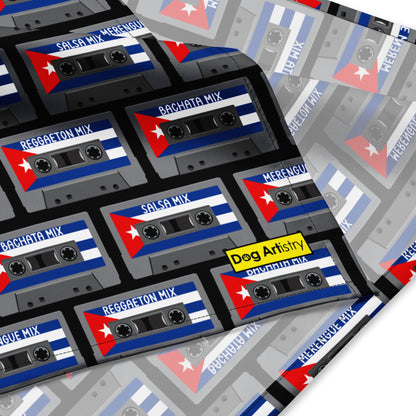 Cuban Flag (Black) Latin Music Cassette Tapes All-over print bandana