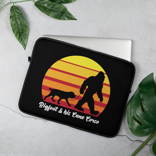 Bigfoot and his Cane Corso Laptop Sleeve by Dog Artistry.