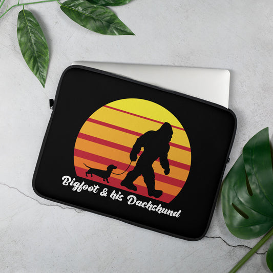 Bigfoot and his Dachshund Laptop Sleeve by Dog Artistry.