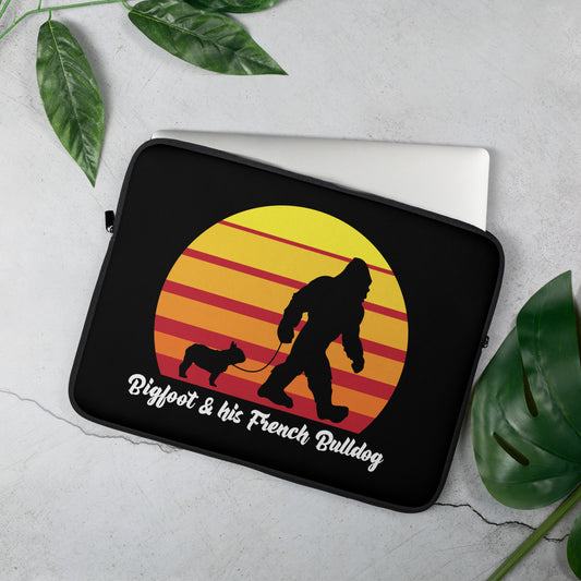 Bigfoot and his French Bulldog Laptop Sleeve by Dog Artistry.