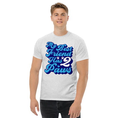 My best friend has 2 Paws men’s t-shirts by Dog Artistry ash