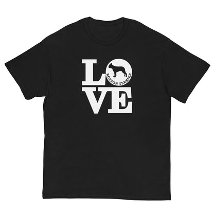Boston Terrier Love men’s black t-shirt by Dog Artistry.