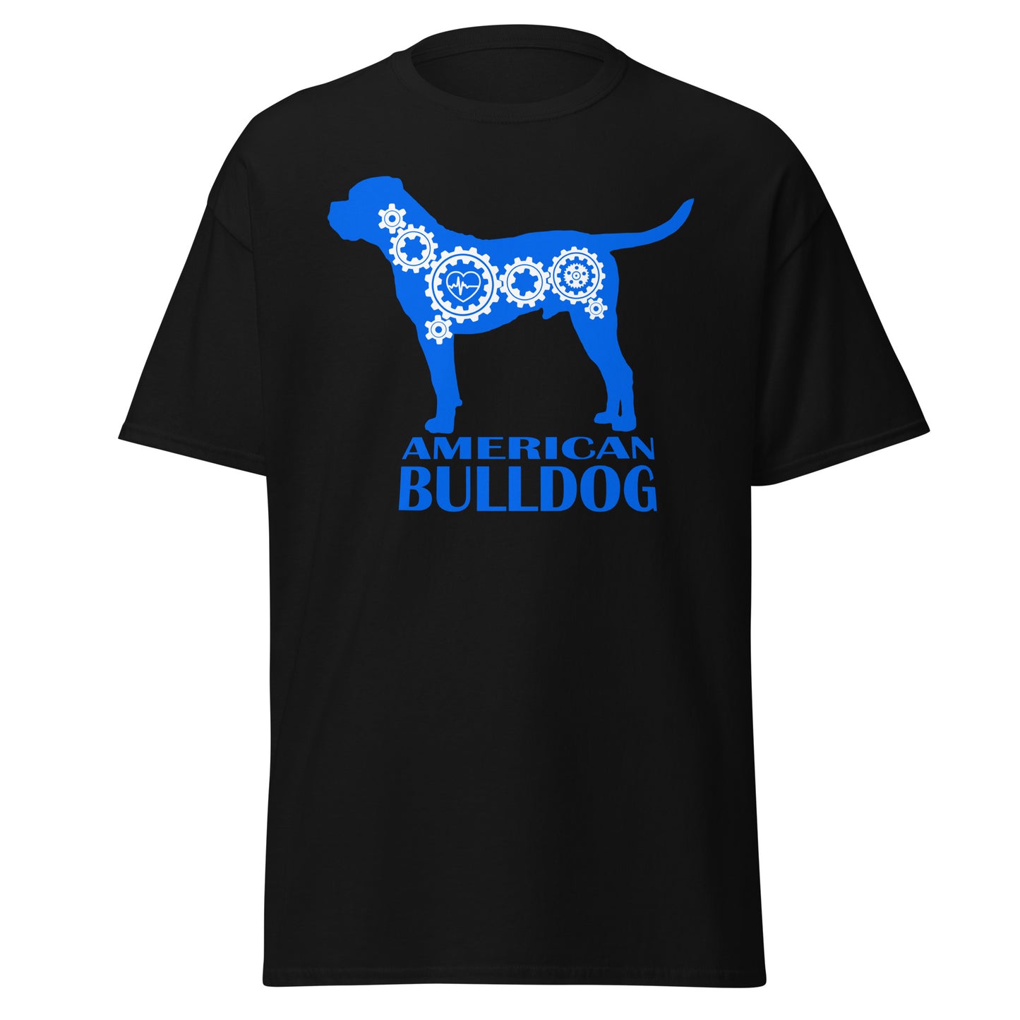 American Bulldog Bionic men’s black t-shirt by Dog Artistry.